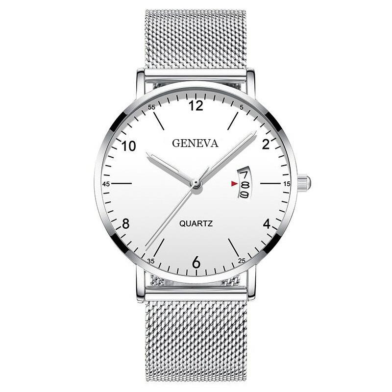 Mode Herren Uhren Top Marke Luxus Edelstahl Quarz Uhr für Männer Einfache Ultra Dünne Männliche Business Armbanduhr Uhr Geschenk silber