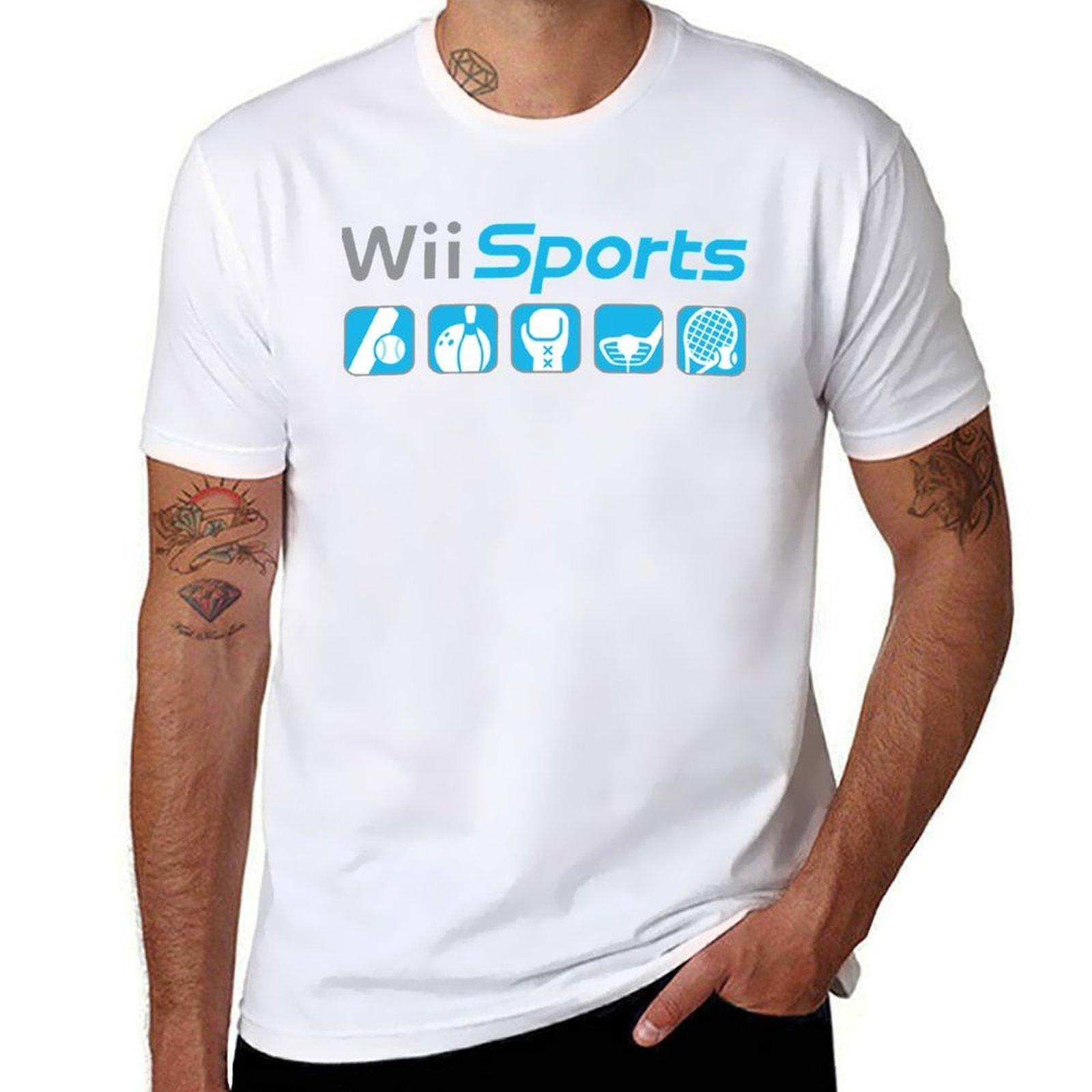 Wii Sports T-Shirt Baumwoll-T-Shirt Mann T-Shirts für Mann Grafik Vintage T-Shirt M white