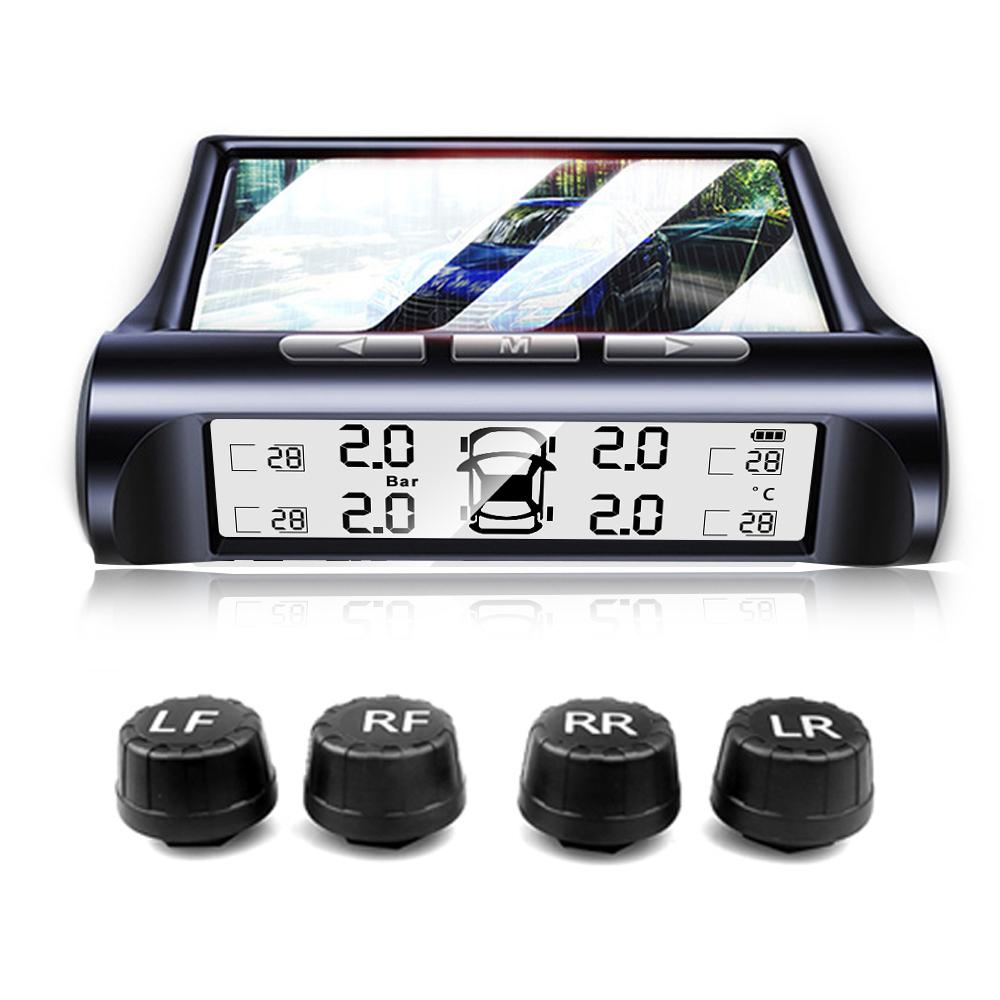 Smart Auto Reifendruck Monitor TPMS Solar Lade Überwachung System Universal Rad Druck Sicherheit Alarm CD Reifendruck Sensor