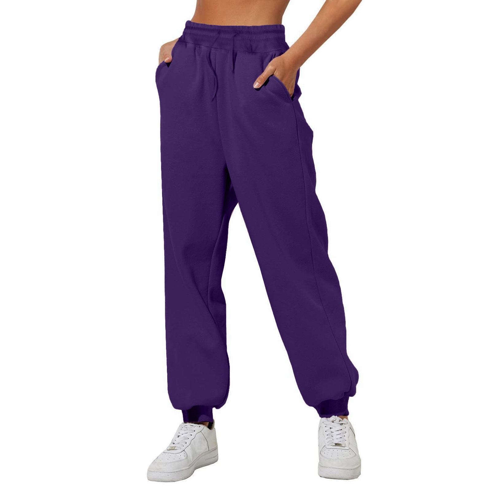 Damen Jogginghose Einfarbig Elastischer Bund Joggerhose Frühling Herbst Lässige Sportbekleidung Trainings-Jogginghose 3XL