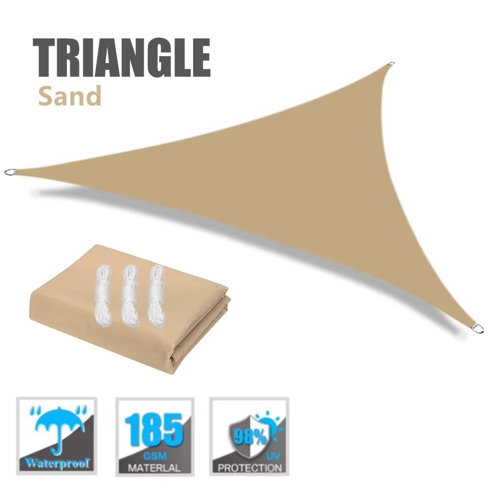 7M/5M/3M/2M Großes dreieckiges wasserdichtes Sonnensegel Überdachung für Außenbereich Garten Terrasse Markise Zelte Pool Sonnenschutz Tuch 3Mx3Mx4.25M sand