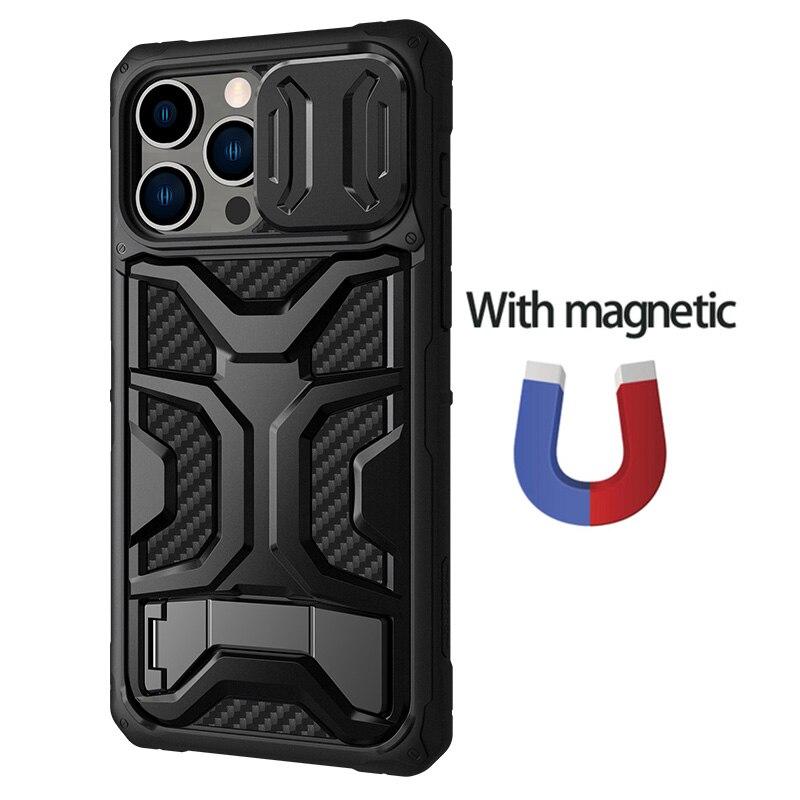 Für iPhone 14 Pro Max Hülle NILLKIN Adventurer Pro Magnetische Hülle mit Klapphalterung Slide Camera Case für iPhone 14 Pro Plus iPhone 14 Pro Max schwarz