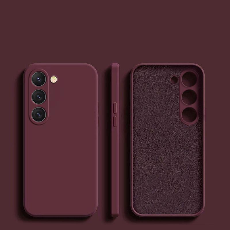 Für Samsung S23 S22 Ultra Plus Fall Quadratische Flüssigkeit Silikon Soft Cover Für Samsung Galaxy S23 S 23 22 S22 Ultra s23 Plus S23Ultra S23 Plus pflaume