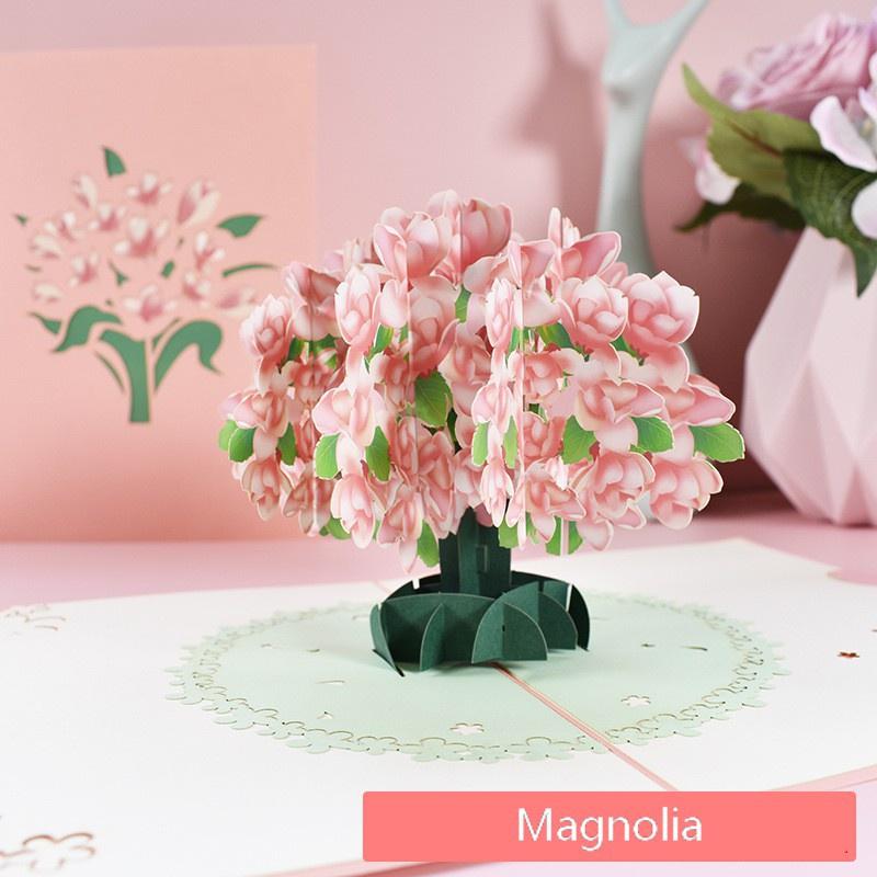1 Stück 3D-Pop-Up-Karten, Geburtstagskarte für Mädchen, Kinder, Ehefrau, Ehemann, Geburtstagskuchen, Grußkarte, Postkarten, Geschenke, Karte mit Umschlagaufklebern Magnolia