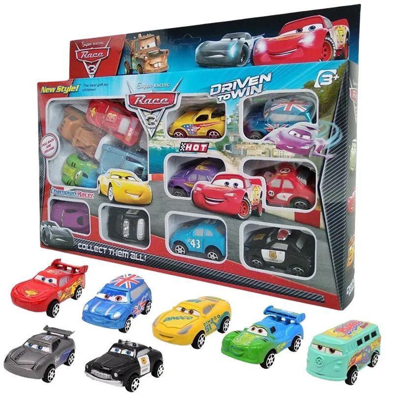 12 Stück/Set Disney Pixar Cars Lightning Mcqueen Jackson Storm Mater PVC Modell Rückziehauto Spielzeug für Kinder Geburtstagsgeschenk Set blue