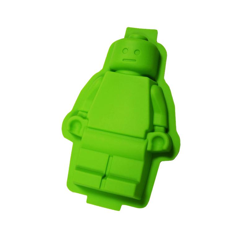 Große Silikon-Minifiguren-Kuchenform Roboter Zerbrechliche Schokoladenform DIY Moule Backblech für Kindergeburtstag Party Gebäckzubehör green