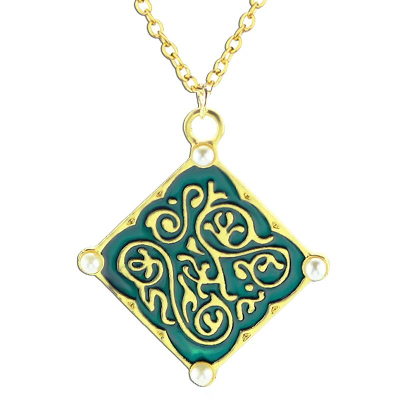 Triss Merigold Medaillon Anhänger Halskette Perlen Goldkette Zauberer The Witcher Cosplay Schmuck Halsketten Damen Herren Zubehör beige