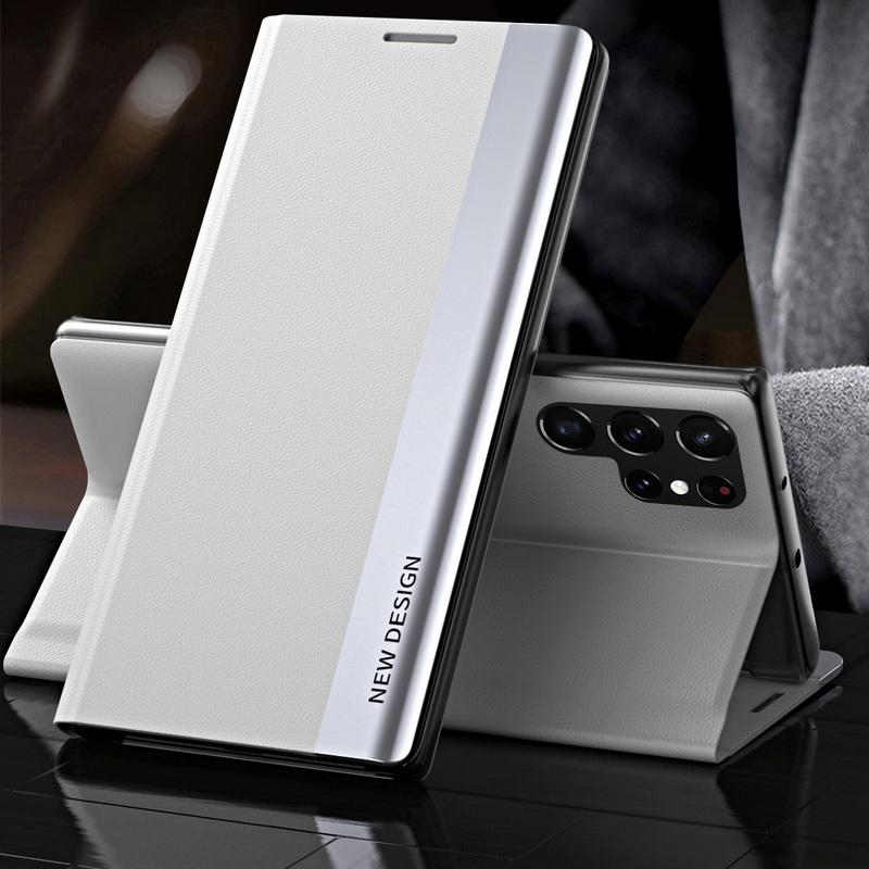 Flip-Cover Leder Handytasche für Samsung Galaxy S25 Ultra S24 FE S23 S22 Plus S21 A56 A36 A16 A55 A15 A35 A26 A14 A52 A12 A14 A54 5G Samsung S23 Ultra weiß