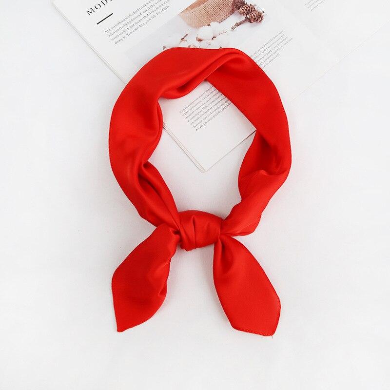 Schlichter Stirnband-Haarschal für Frauen, niedliches Taschentuch, Seidensatin, Hijab-Schals, Wickeltücher, weiblich, 70 x 70 cm 70x70cm rot