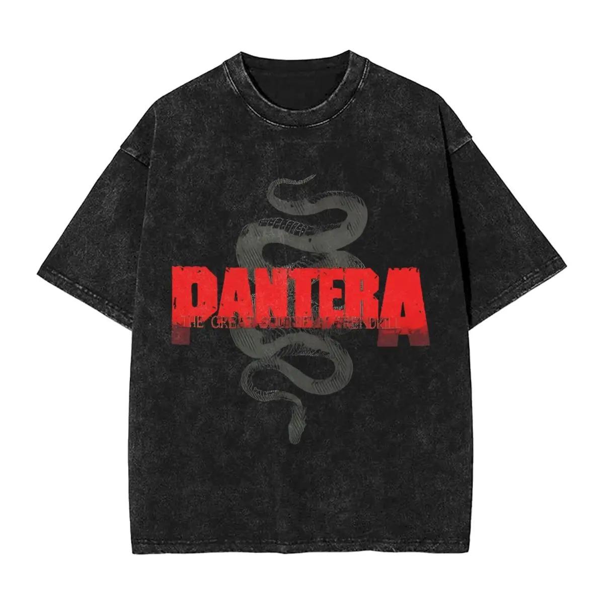 Groove Metal Pandora Band PANTERA T-Shirts Damen Herren Gewaschen Heißprägung Druck T-Shirts Baumwolle Kurzarm Tops 3XL red