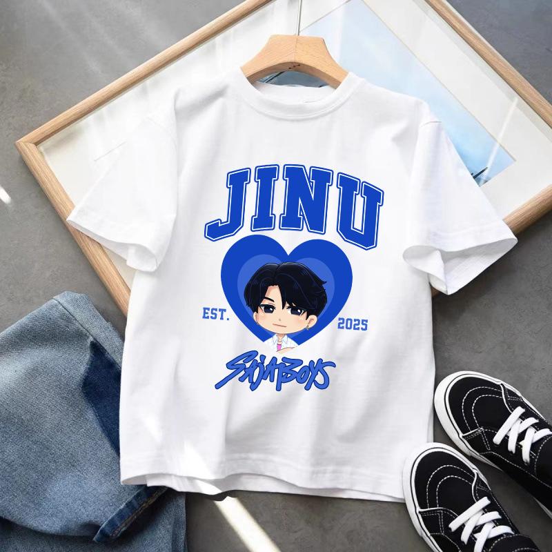 Kpop Dämonenjäger Kinderbekleidung Kurzarm T-Shirt Niedliches K-pop Dämonenjäger Tiger Harajuku T-Shirt für Jungen Mädchen 140