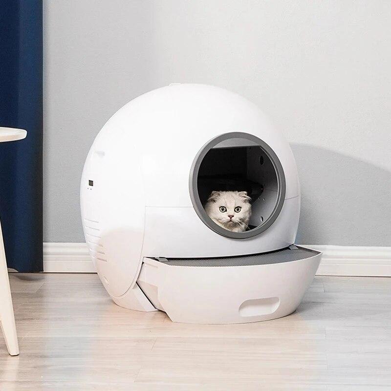 ELS PET Selbstreinigende Katzentoilette, automatische Katzentoilette mit APP-Steuerung, intelligenter Monitor/geruchlos, extra groß, für mehrere Katzen