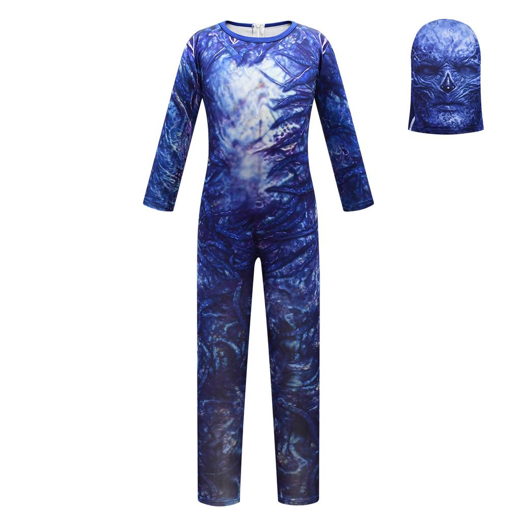 Kinder Jungen Mädchen Stranger Things Monster Print Jumpsuit Masken Sets Halloween Cosplay Kostüme 110cm