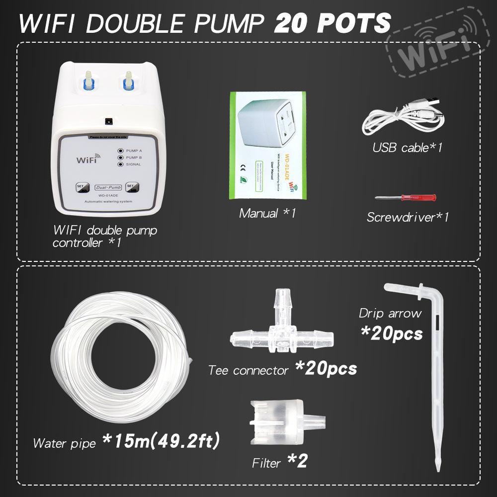 WLAN Smart Doppelpumpen Automatisches Bewässerungssystem - Mobile Fernbedienung für Balkon- und Topfpflanzenbewässerung 20-pot smart dual pump