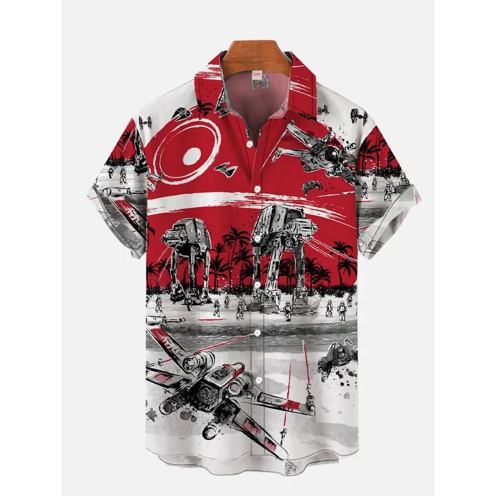 Hawaii-Shirts für Männer, Stars-Wars-Shirts, Herren- und Damenkleidung, T-Shirts, Tops, Jungen und Mädchen, Walker-Druck, Kurzarmhemd 4XL red