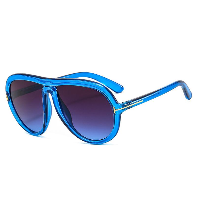 SHAUNA Retro Übergroße Piloten Sonnenbrille Damen Mode Marke Designer Farbverlauf Gläser UV400 Herren Oval Sonnenbrille blue