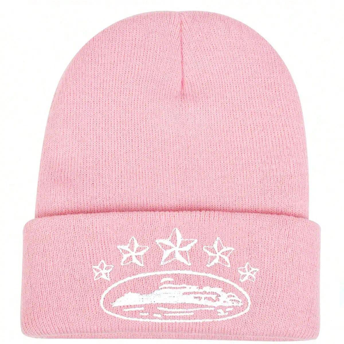 Fünfzackiger Stern Flugzeugträger Bestickte Strickmütze Herren Outdoor Street Hip Hop Kappen Beanies Mützen Modedesigner Mütze rosa