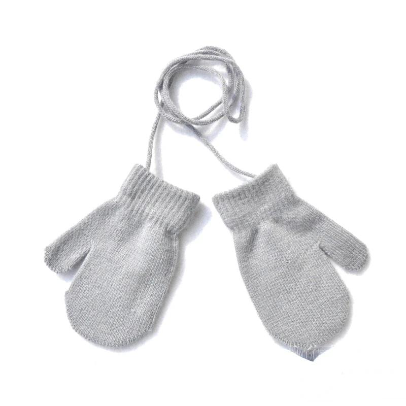 Neue Warme Baby Handschuhe Winter Fäustlinge Kinder Voll Finger Handschuhe für 1-3Y Kinder Hängenden Hals Warme Handschuhe Neugeborenen baby Zubehör graue