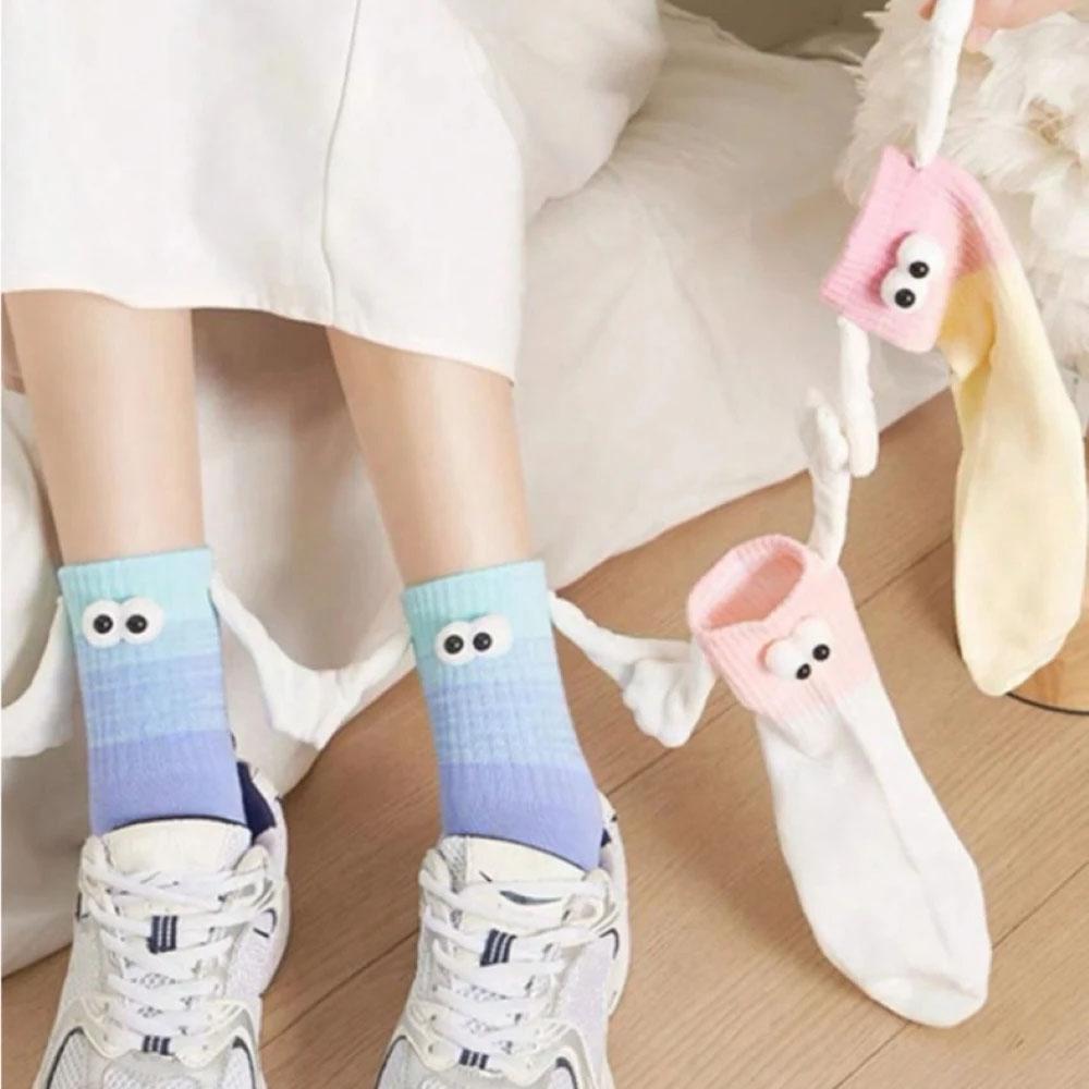 Magnetische Händchenhaltende Socken Schwarz Weiß Handgriff-Socken Persönlichkeit Magnetisch Lustige Geschenke Für Paare Süße Bunte Socken One Size beige
