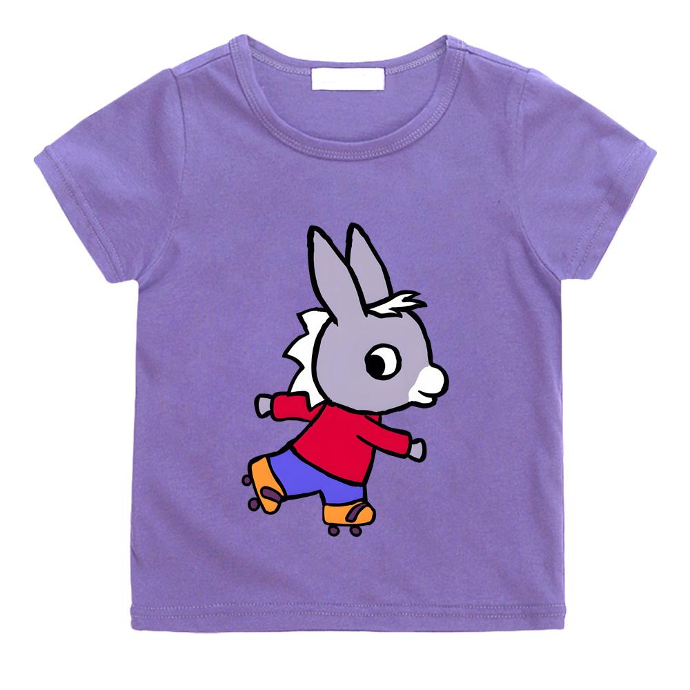 Anime-Aufdruck Lässige T-Shirts Lane Trotro Kinder Hochwertige Baumwoll-T-Shirts Jungen Mädchen Oberteile Kinder Intellektueller Spaß Cartoon-T-Shirts 140 violett