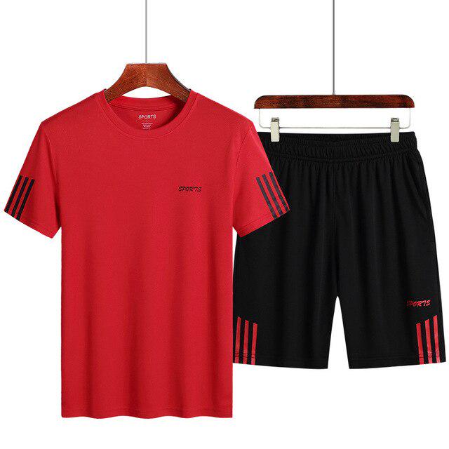 Herren-Trainingsanzug-Sportbekleidungsset, lässiges Lauf-Fitness-Zweiteiler-Set XXXXXL rot