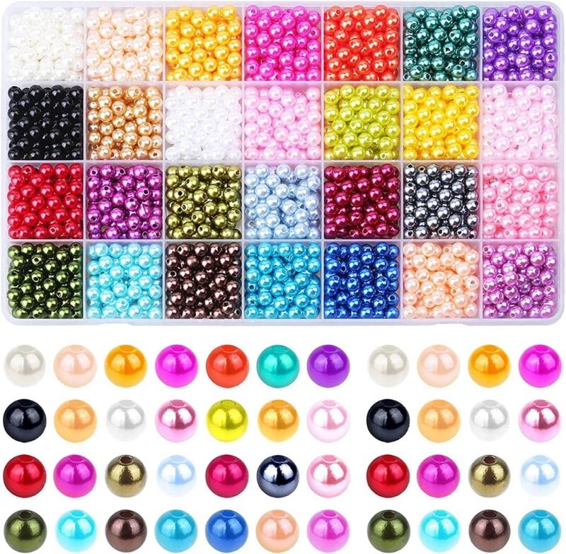 1960 Stück Bunte Perlen Sortierte Perlen DIY Schmuckherstellung Perlen 28 Farben Imitation Perlen Perlen Armbandherstellung Kits 1