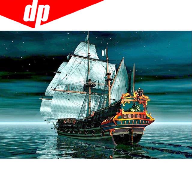 5D Rundes Diamantmuster Meerboot Diamantstickerei Diy Handarbeit Diamantmalerei 20X30