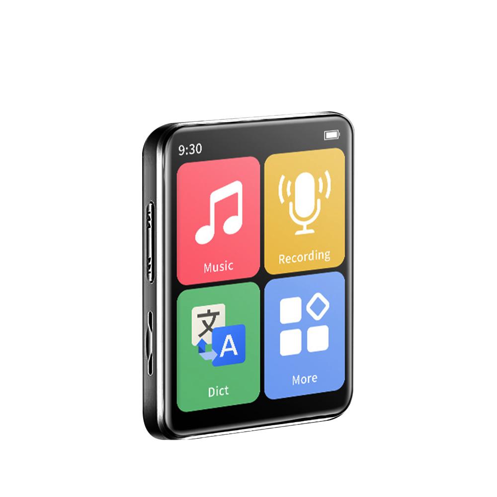 Tragbarer Mini-MP3-Player mit Bluetooth-Touchscreen, Walkman-Musik-Player, eingebauter Lautsprecher mit E-Book/FM-Radio/Aufnahme, MP4-Player schwarz
