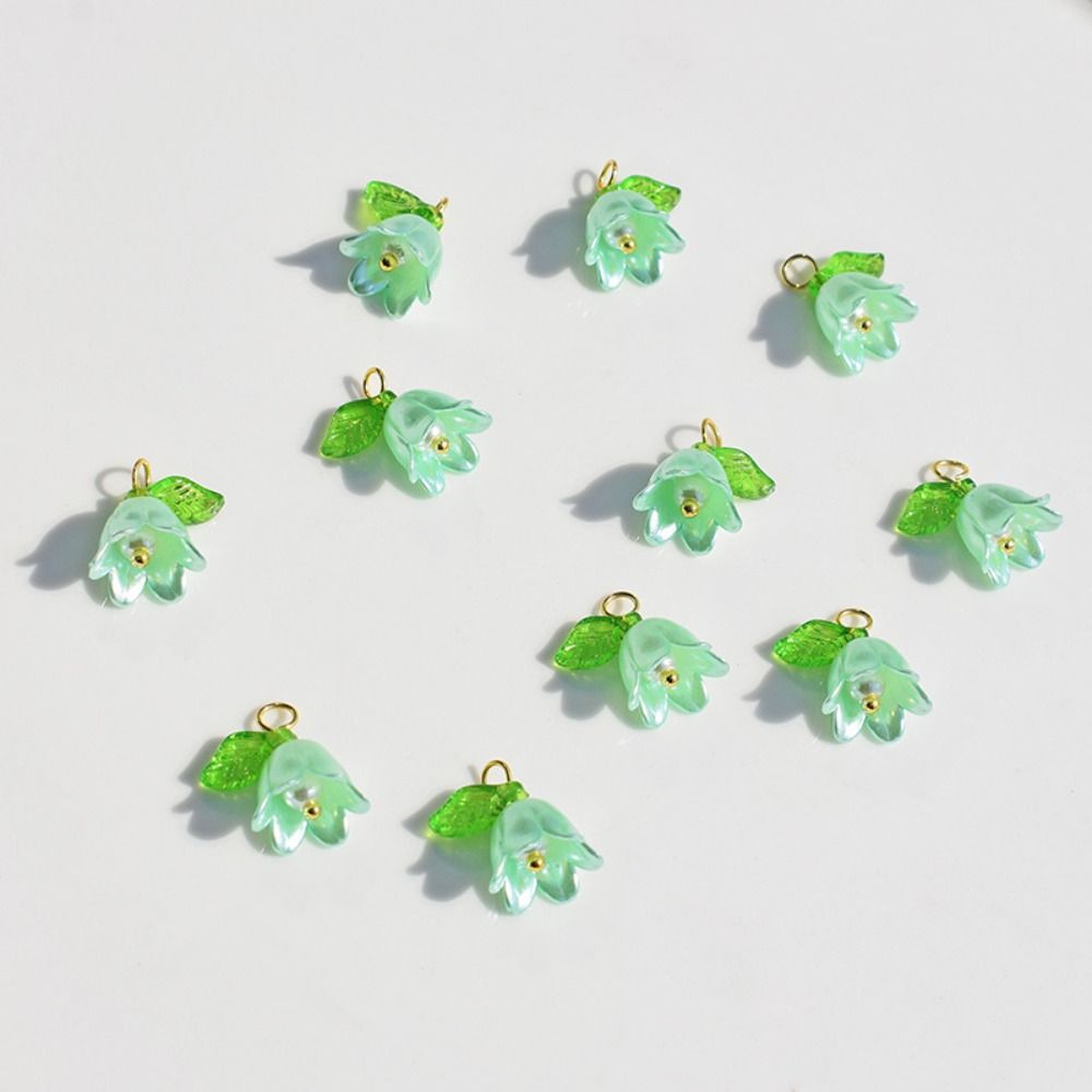 für Halskette Ohrringe für DIY lose Perlen Lampwork Perlen Glocke Orchidee Perlen Flora Blätter Perlen grün