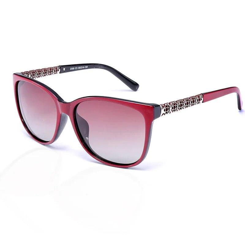 Modische polarisierende Sonnenbrille für Damen, einzigartig gestaltete UV-400-Sonnenbrille, Outdoor-Brille rot