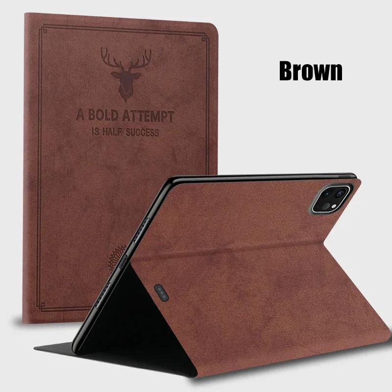 Premium Hirschkopf Neue Hülle für IPad Pro M5 11 13 Zoll Tablet-Hülle Für iPad A16 11. Air 7 M3 11 13  Funda Leder Tablet-Hülle iPad Pro 13 M5 2025 braun