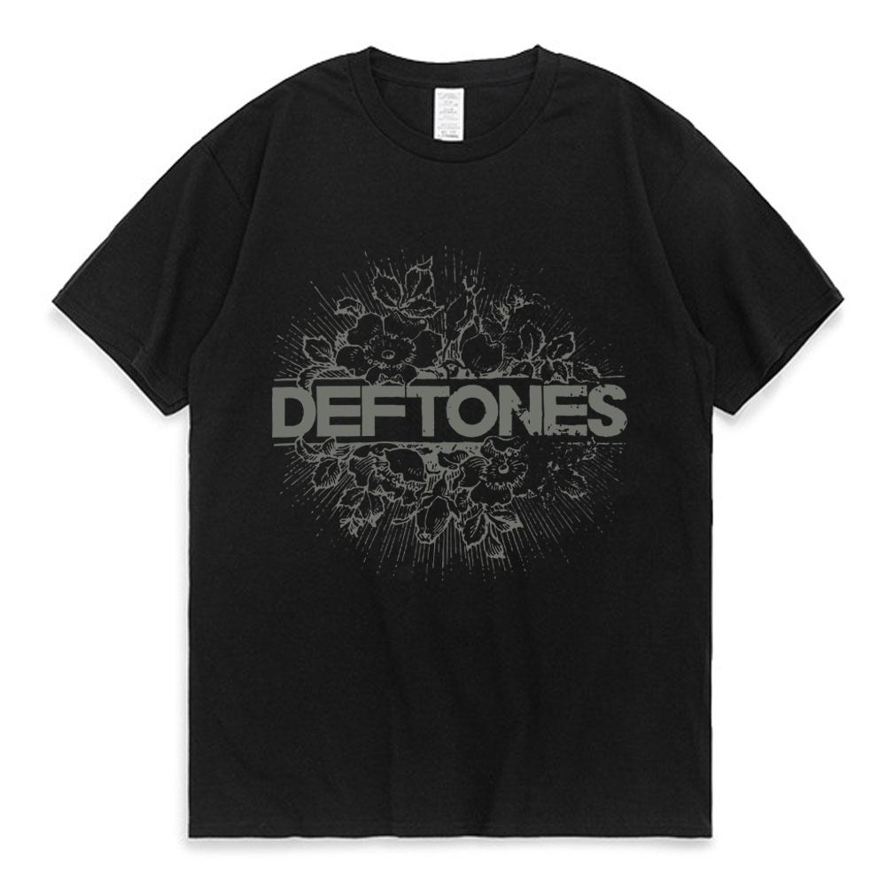 Punk Metal Rock Band Deftones Floral Burst Bild T-shirt Männer Straße Vintage Casual Baumwolle T Shirt Gothic Harajuku T Hemd männlich L schwarz