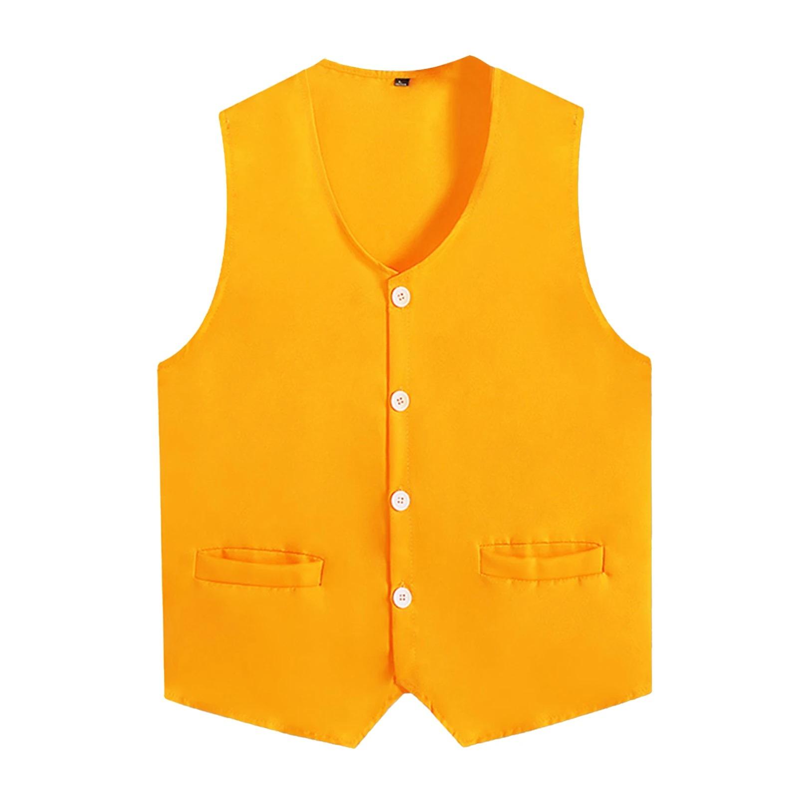 Damen Herren Knopfweste Uniform Erwachsene Kellner Barkeeper Arbeitsuniform Unisex Freiwilligenaktivität Weste Weste L gelb