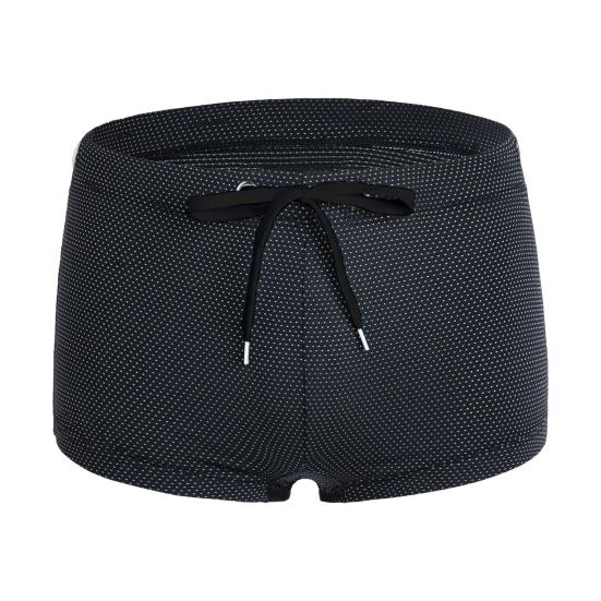 Sommer Männer Badeshorts Low-rise Einfarbig Strand Enge Badehose mit Taille Krawatte Badeanzug Sport Surf Shorts Badehose M schwarz