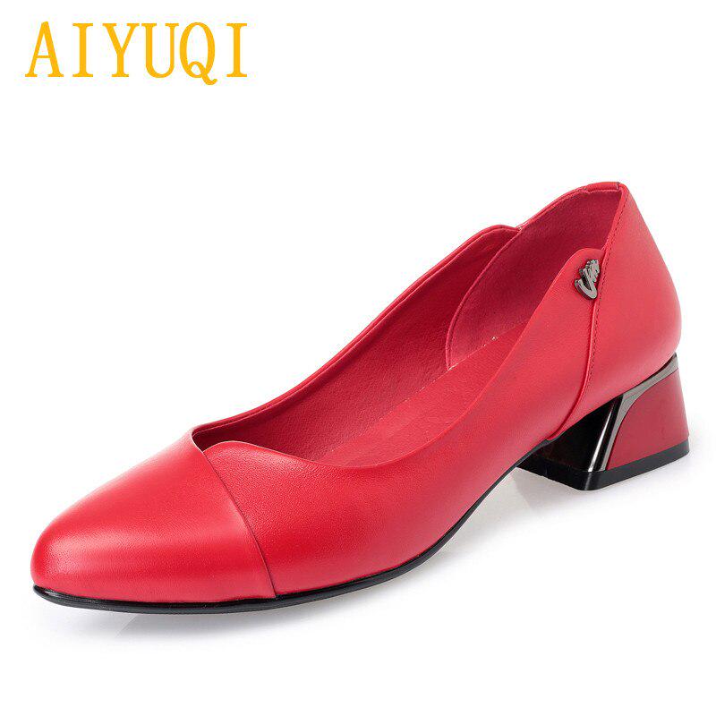 Frauen Kleid Schuhe Echtes Leder Frauen Mode Schuhe Rot Flach Mund Büro Schuhe Frauen 34 rot