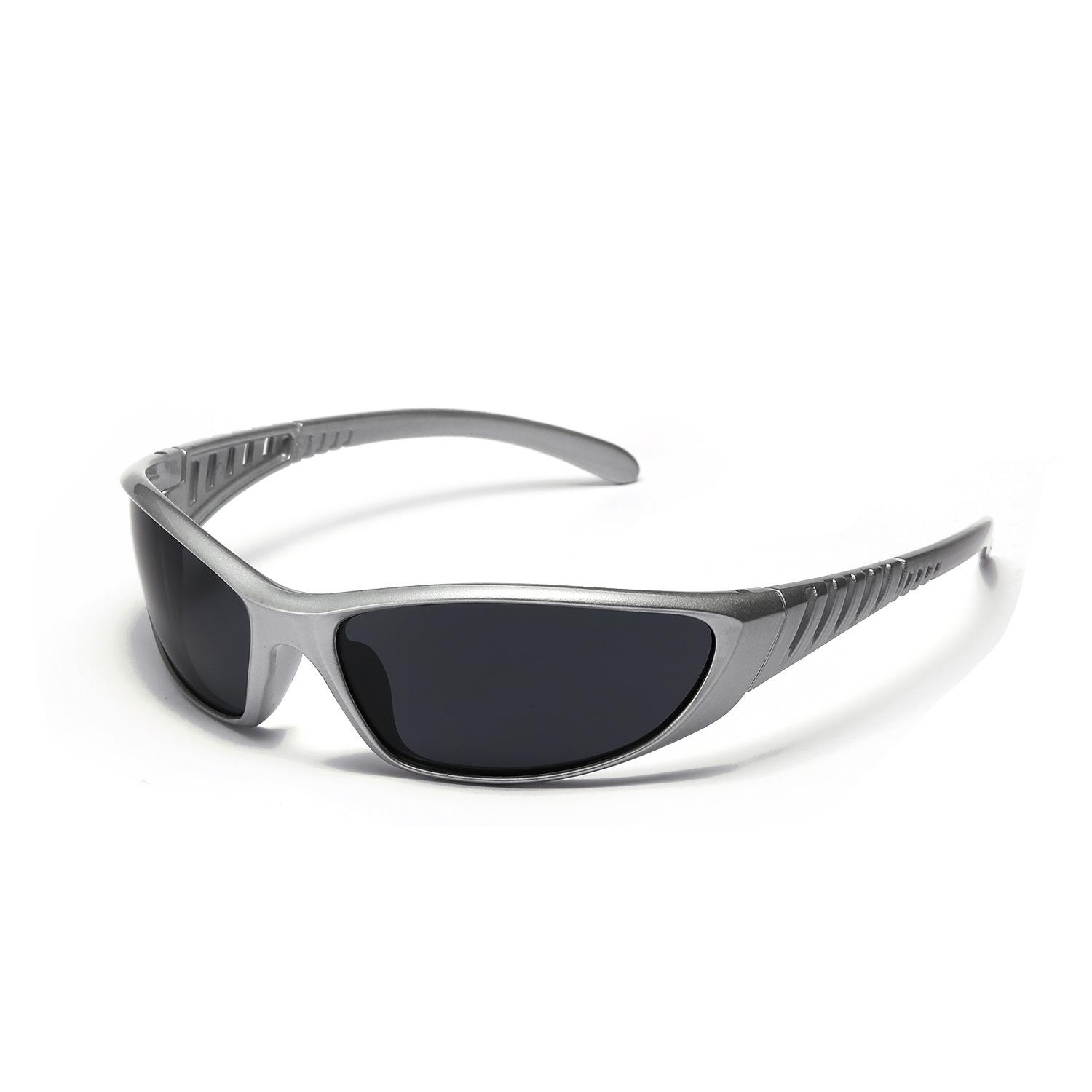 2000er Ästhetik Y2K Sonnenbrille Herren Outdoor Sport Radfahren Sonnenbrille Damen Vintage Tönungen Mode Steam Punk Schutzbrille Brillen As shown gray