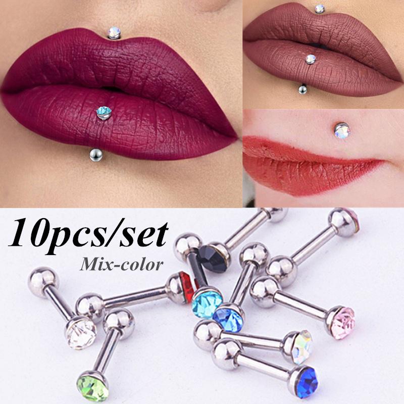10 STÜCK Chirurgenstahl Ohrstecker Gold Labret Lippen Ohrstecker Piercing Ohr Piercing Körperschmuck 10pcs/set