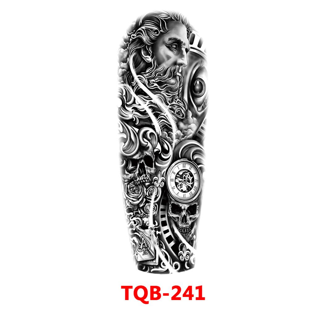 Große Armmanschette Tattoo Rose Gear Clock Eye Wasserdicht Temporäre Tatto Aufkleber Löwe Wolf König Body Art Full Fake Tatoo Frauen Männer TQB241