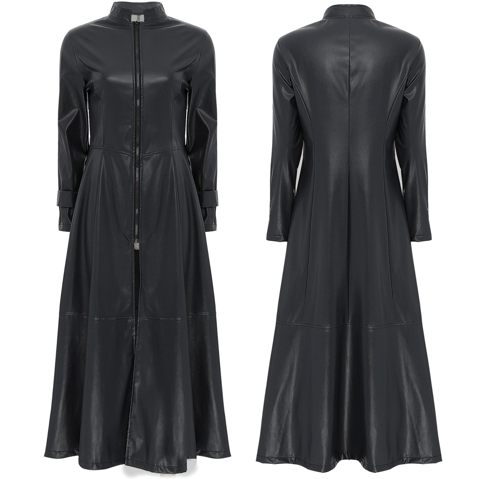 Steampunk-Stil, Gothic-Motorrad-Mantel, Disco-Party, langer Mantel, Kunstleder, Trenchcoat, Jacke, Umhang, Kleid, durchgehender Reißverschluss, knöchellang, für Damen und Herren 5XL
