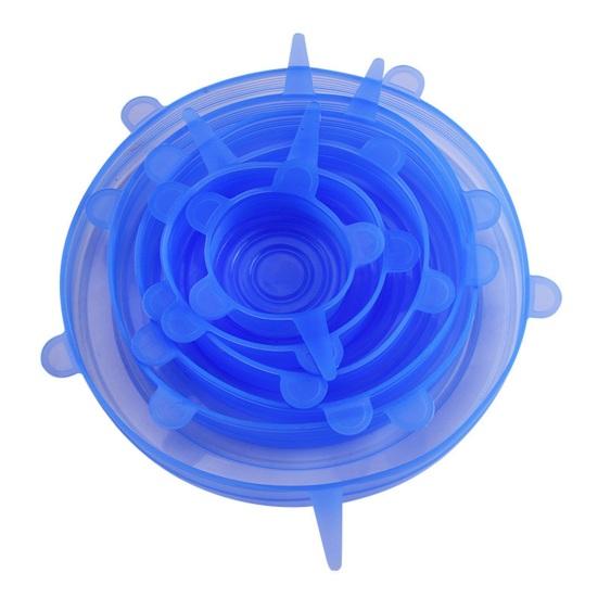 6 Stück Silikon-Lebensmittelabdeckungen, Schüsseldeckel, Küchenhelfer, starke Stabilität, staubdicht, Frischhaltung, Lebensmittelqualität, multifunktional, flexibel blau