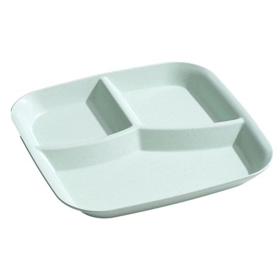 Rechteckiger Speiseteller mit 3 Fächern, lebensmittelechtes PP, spülmaschinenfest, für Erwachsene und Kinder, Frühstück, Snack, Gemüse, Mahlzeiten, Servierteller, Küchenzubehör grün