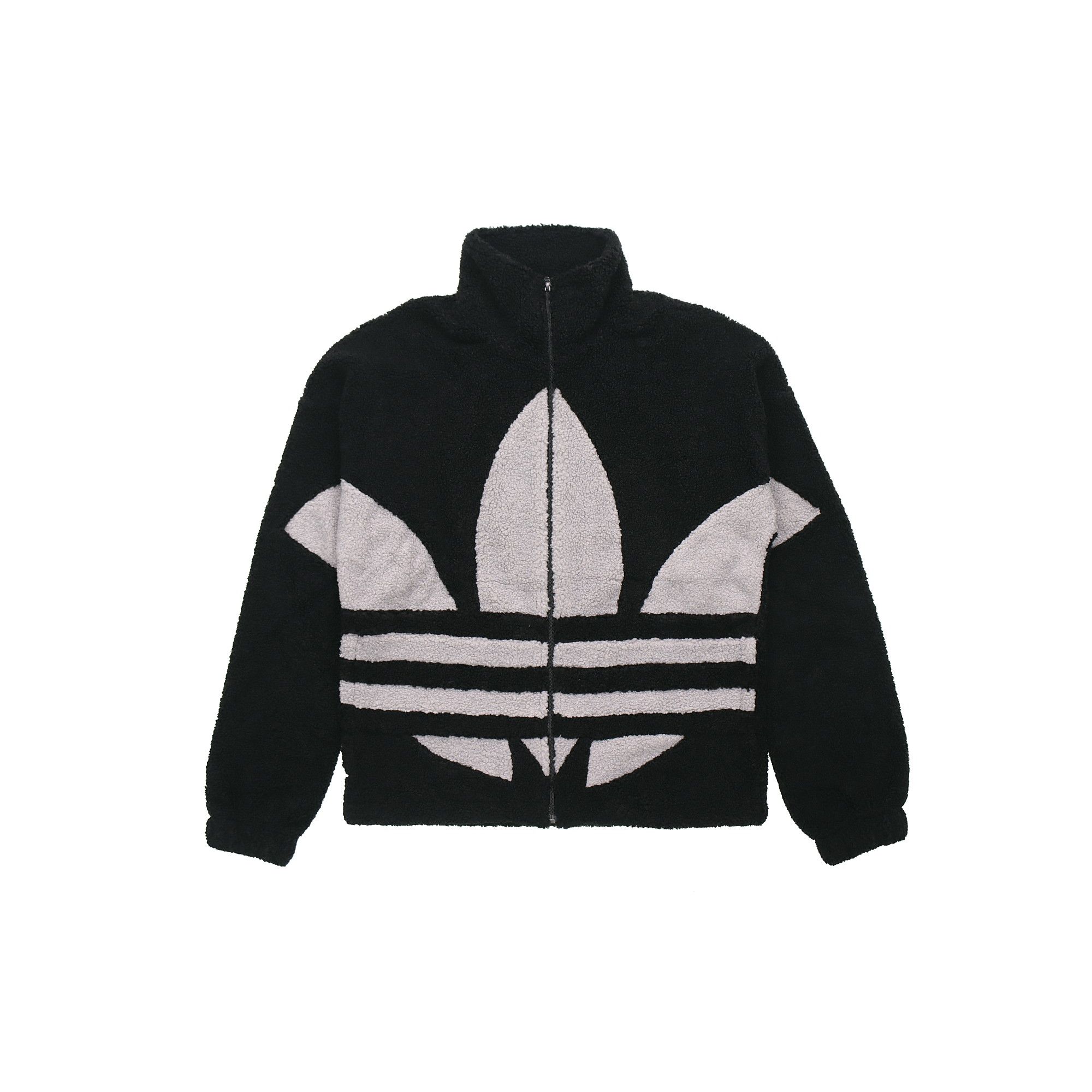 Adidas Originals Kontrast Großes Logo Muster Sherpa Jacke Herren Jacken Schwarz GC8695 M