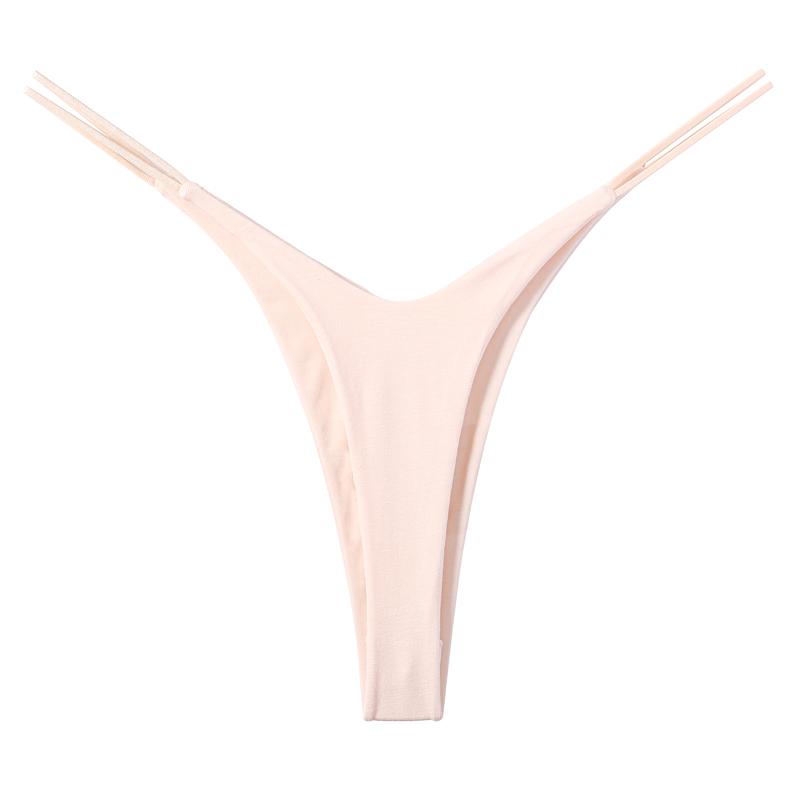 TERMEZY Frauen Sexy Niedrige Taille Tanga Höschen Nahtlose Dünne Seil Unterwäsche Weibliche G String Dessous Versuchung Bikini M beige