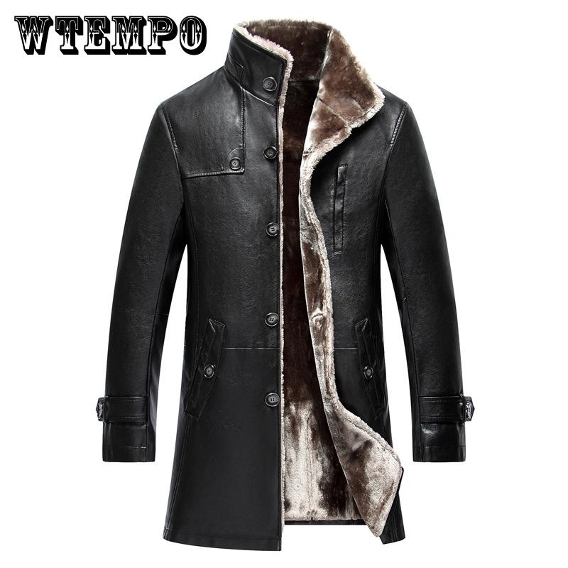 Lederjacke Herren Kleidung Wolle Liner Tops Winter Herren Schaffellmantel Plus Größe M-5XL 5XL schwarz