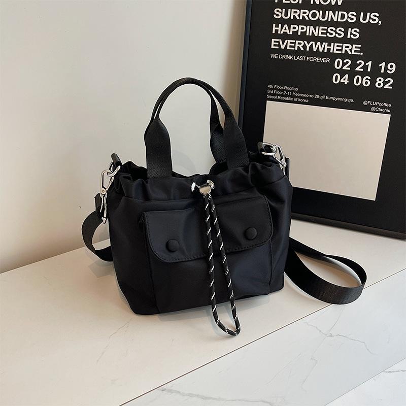 Kordelzug-Beuteltasche Vielseitig Leichte Oxford-Stoff-Tragetasche Ein-Schulter-Umhängetasche Kleine Tragetasche black