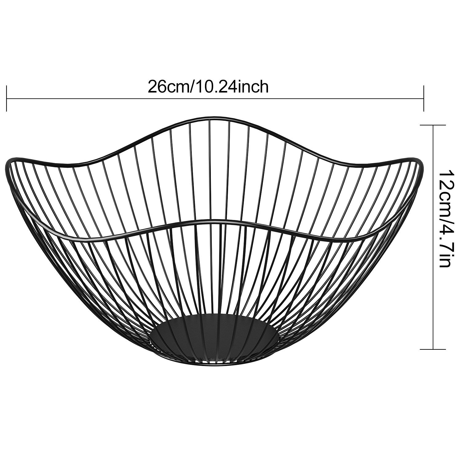 Obstkorb aus Metall, Haushaltswaren, Draht-Obstkorb, Aufbewahrungskorb für Snacks und Brot für den Esstisch in der Küche schwarz