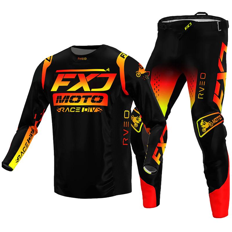 NEU 2026 FXJ pinkes Enduro Motocross Ausrüstungsset MX Trikot Hose Grüne Motorradbekleidung MTB Carracing Anzug Off Road Ausrüstung XL - 36 schwarz