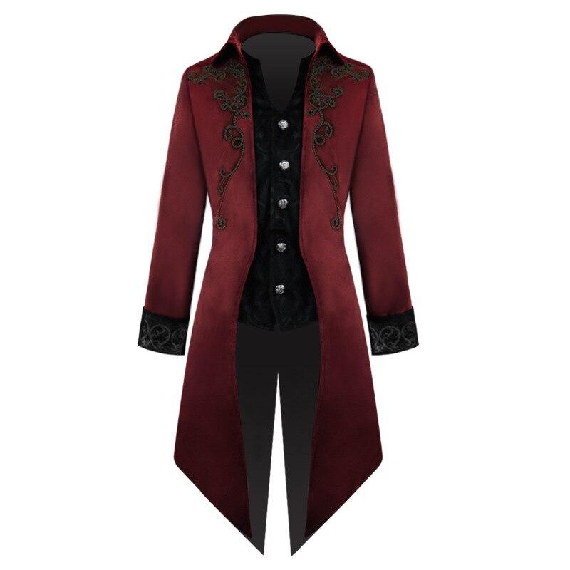 Erwachsene Männer Viktorianischen Mantel Kostüm Schwarz Smoking Halloween Cosplay Kostüm Frack Gothic Steampunk Graben Kleid Outfit Mantel XXL rot