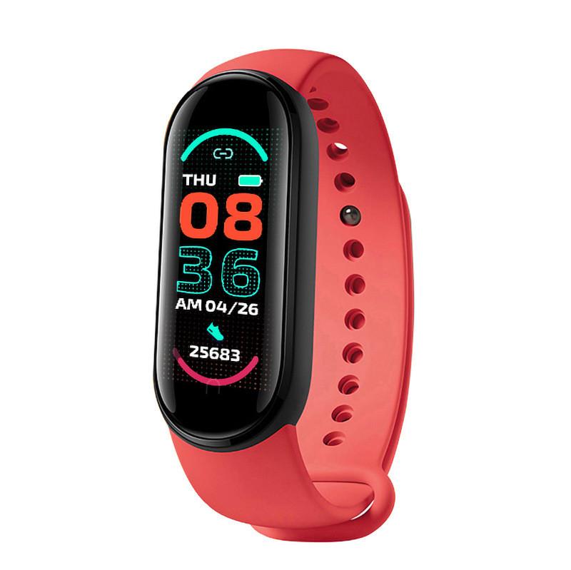 M6 Smart Fitness Armband Mit Schrittzähler Herzfrequenzmonitor Digitales Display Für Studenten rot