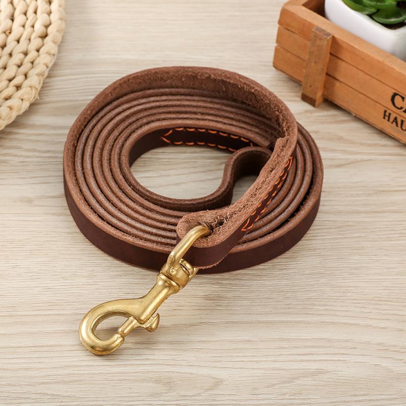 Rindslederleine Hundekette Haustierleine Rindsleder Nahtleine Große Hundeleine 1 meter black